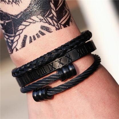 Punk bracelet made of titanium steel in Roman style, creative design