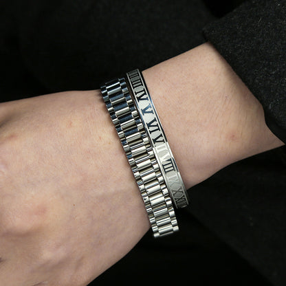Punk bracelet made of titanium steel in Roman style, creative design