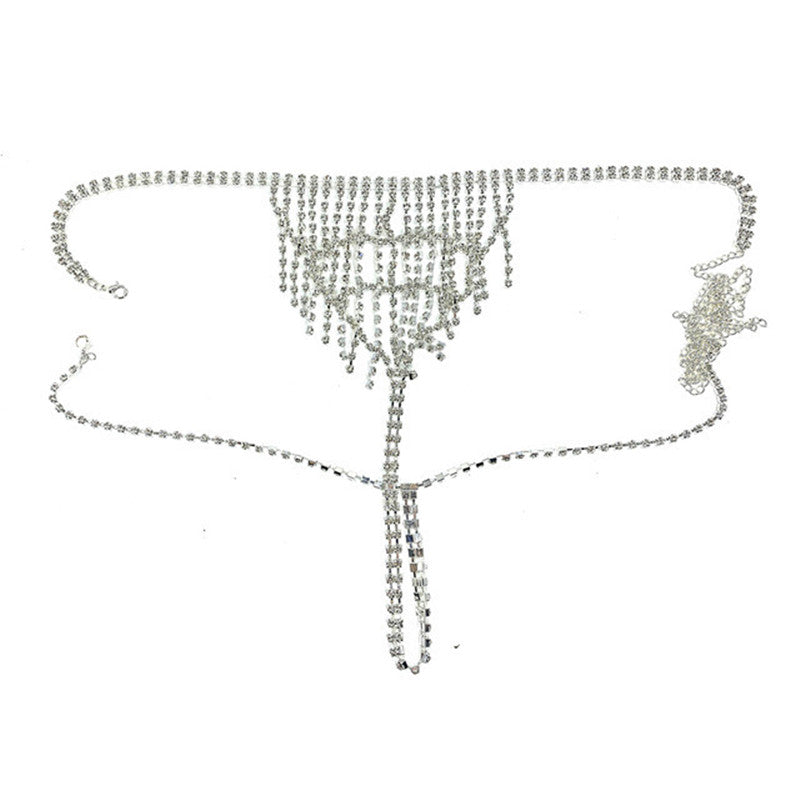 Multi-layered rhinestone waist necklace in European and American style, fashionable jewelry