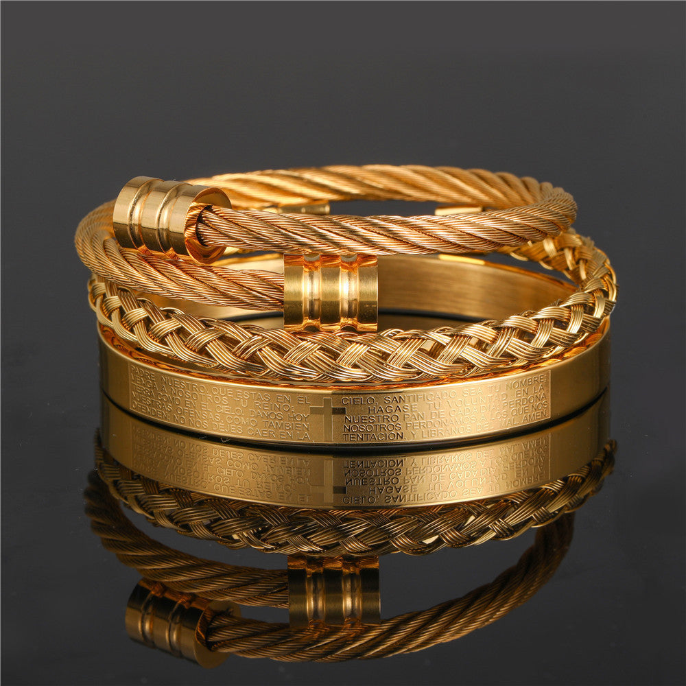 Punk bracelet made of titanium steel in Roman style, creative design