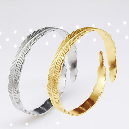 Verstellbares Federarmband Edelstahl Titanstahl Damen Statement