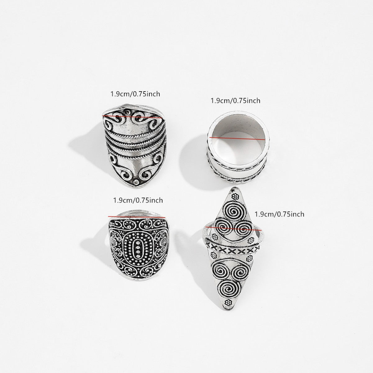 Wide retro thumb ring in punk and hip-hop style, engraved, with a striking design