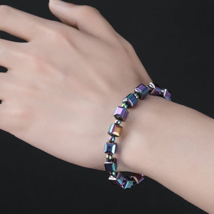 Hämatit-Armband mit bunten Magneten, schlichtes Alltagsarmband