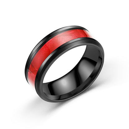 Ring made of titanium steel and stainless steel with a shell design in European and American style