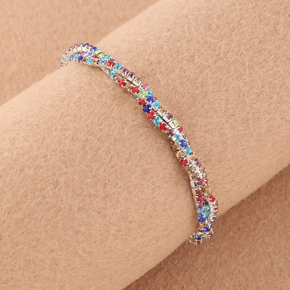 Dreireihiges Strass-Armband mit Kreuzmotiv für Mädchen