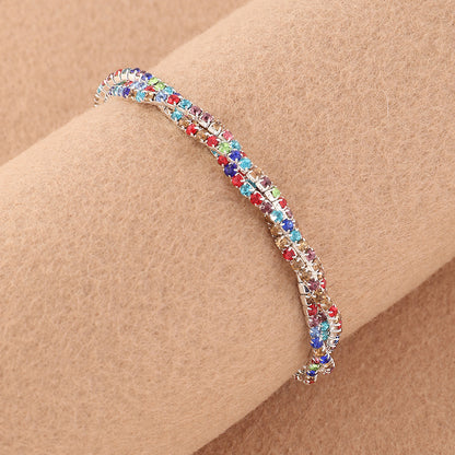 Dreireihiges Strass-Armband mit Kreuzmotiv für Mädchen