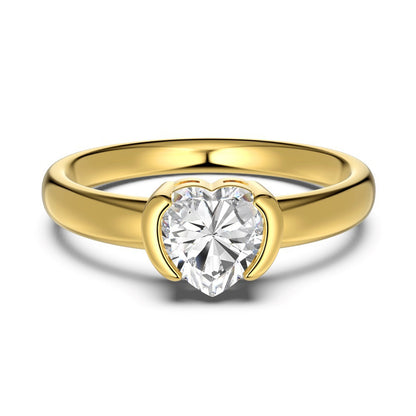 Eingelegter Hochzeitsring mit geometrischem Herzdesign, Damenschmuck