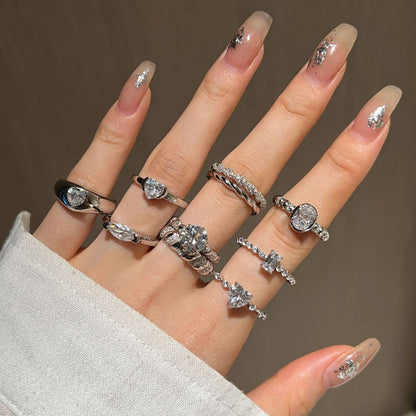 Eingelegter Hochzeitsring mit geometrischem Herzdesign, Damenschmuck