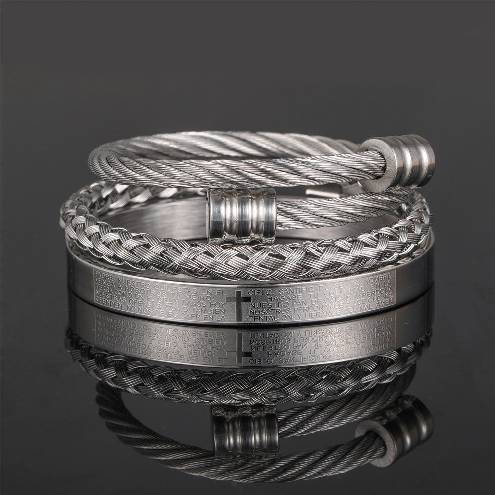Punk bracelet made of titanium steel in Roman style, creative design