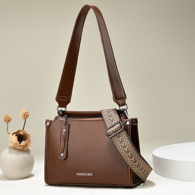 Modische Damen-Crossbody- und Schultertasche im Western-Stil, kleine quadratische Bucket-Bag