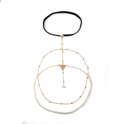 Schlichte mehrlagige Perlen-Beinkette für Damen