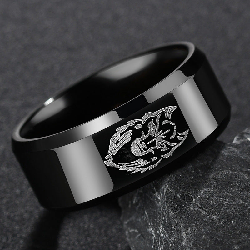 Simple men's ring made of stainless steel in hip-hop style, fashionable wholesale jewelry