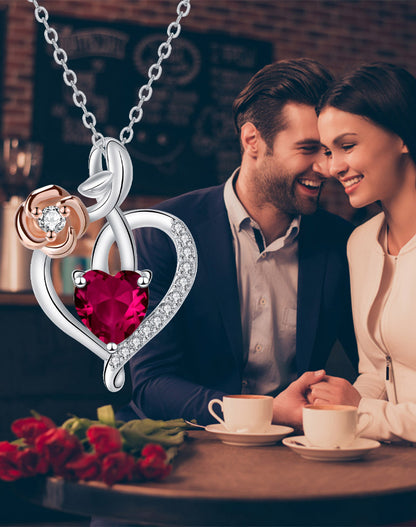 Damen-Halskette mit Rosen-Herz-Anhänger