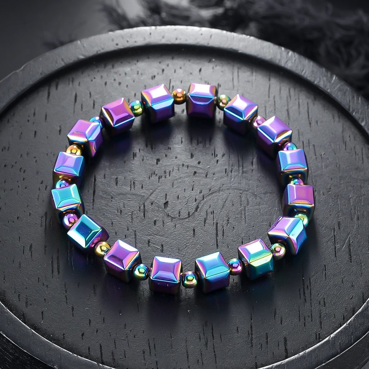Hämatit-Armband mit bunten Magneten, schlichtes Alltagsarmband