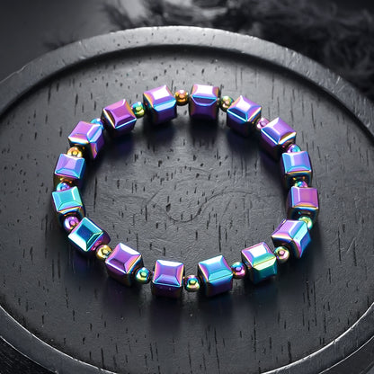 Hämatit-Armband mit bunten Magneten, schlichtes Alltagsarmband