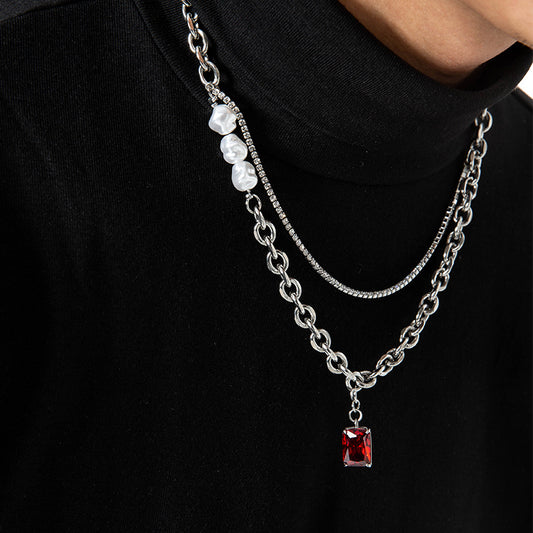 Mehrlagige Herren-Halskette aus Titanstahl