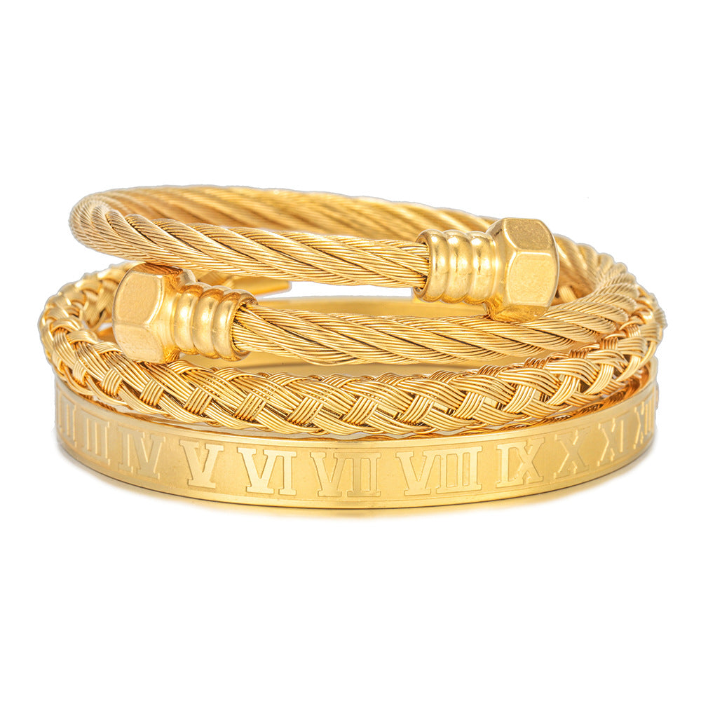 Punk bracelet made of titanium steel in Roman style, creative design