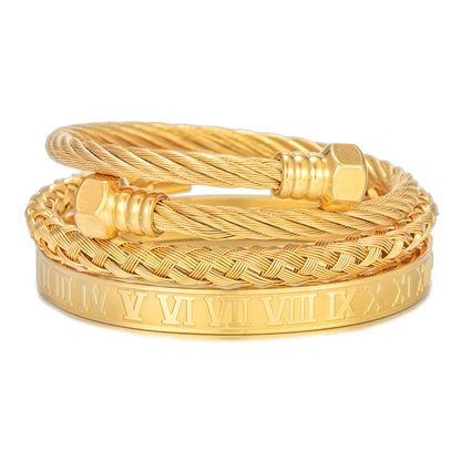 Punk bracelet made of titanium steel in Roman style, creative design