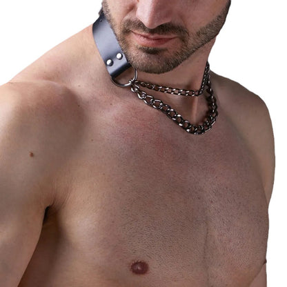 Wilde Schlüsselbein-Halskette mit Lederhalsband, modische Clavicle-Kette