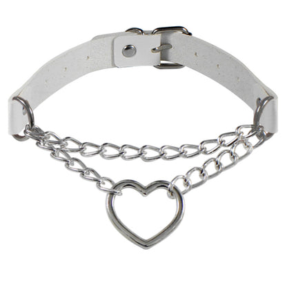 Modischer Damen-Choker mit herzförmigem Lederanhänger und Kette