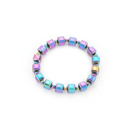 Hämatit-Armband mit bunten Magneten, schlichtes Alltagsarmband