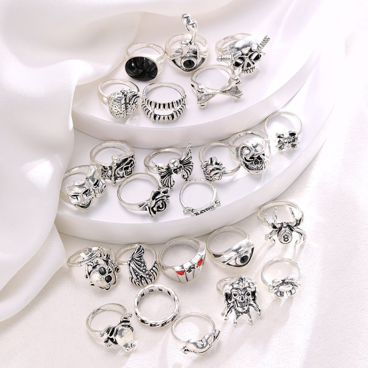 24-teiliges Punk-Ring-Set