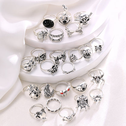24-teiliges Punk-Ring-Set
