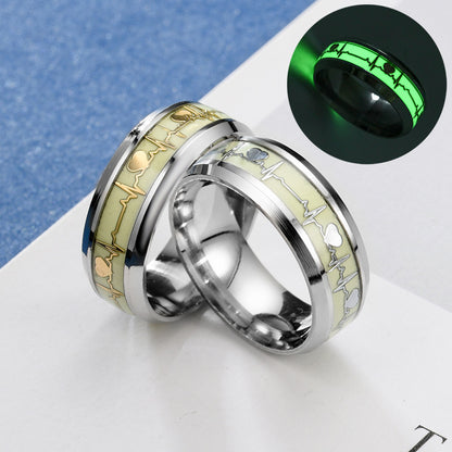 Heart-shaped light-up ring for couples, glows in the dark, jewelry gift for Valentine's Day