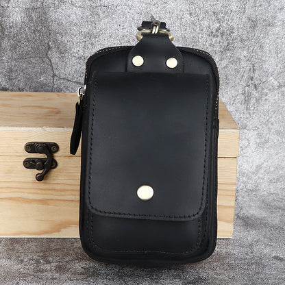 Herren-Gürteltasche aus Crazy-Horse-Leder aus Rindsleder (erste Schicht), Handy-Tasche für den Hosenbund