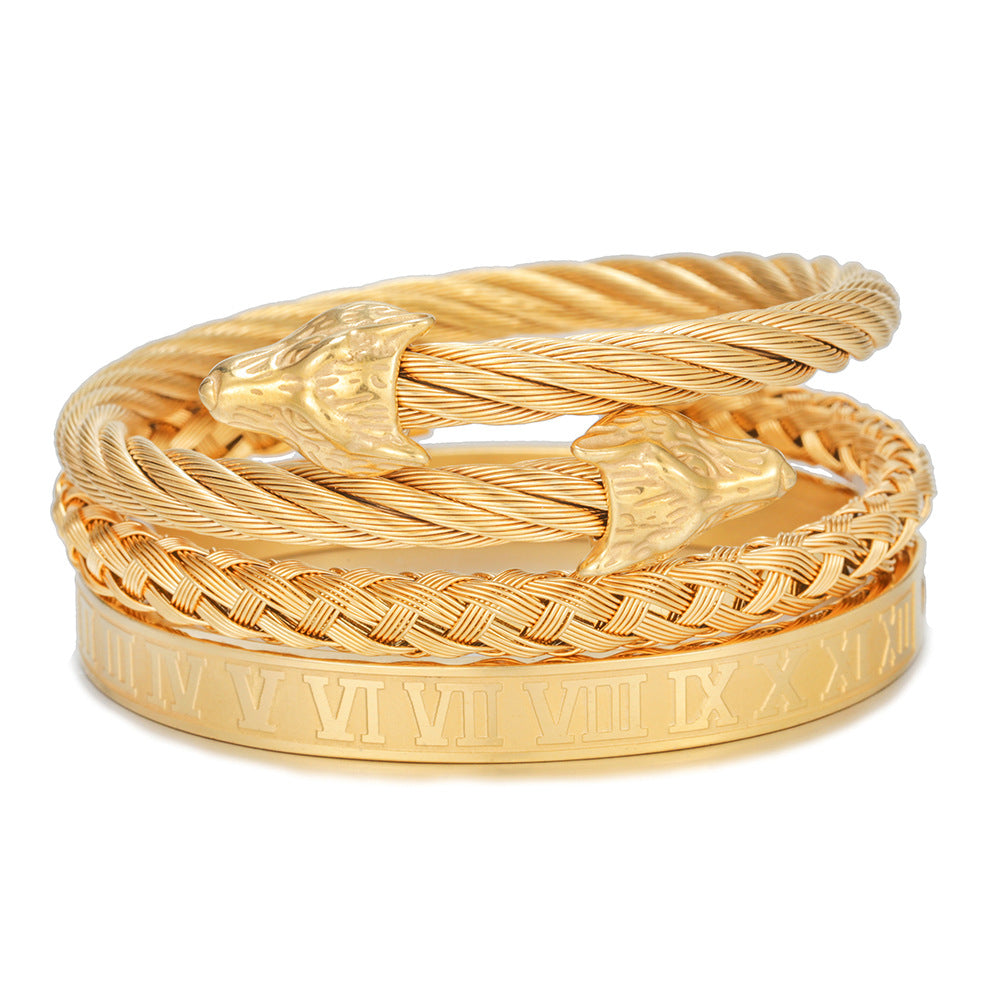 Punk bracelet made of titanium steel in Roman style, creative design