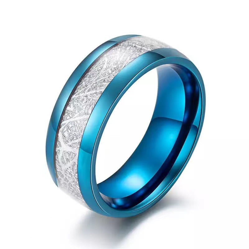Partner ring made of stainless steel with carbon fiber inlay, men's ring with simple anti-stone inlay