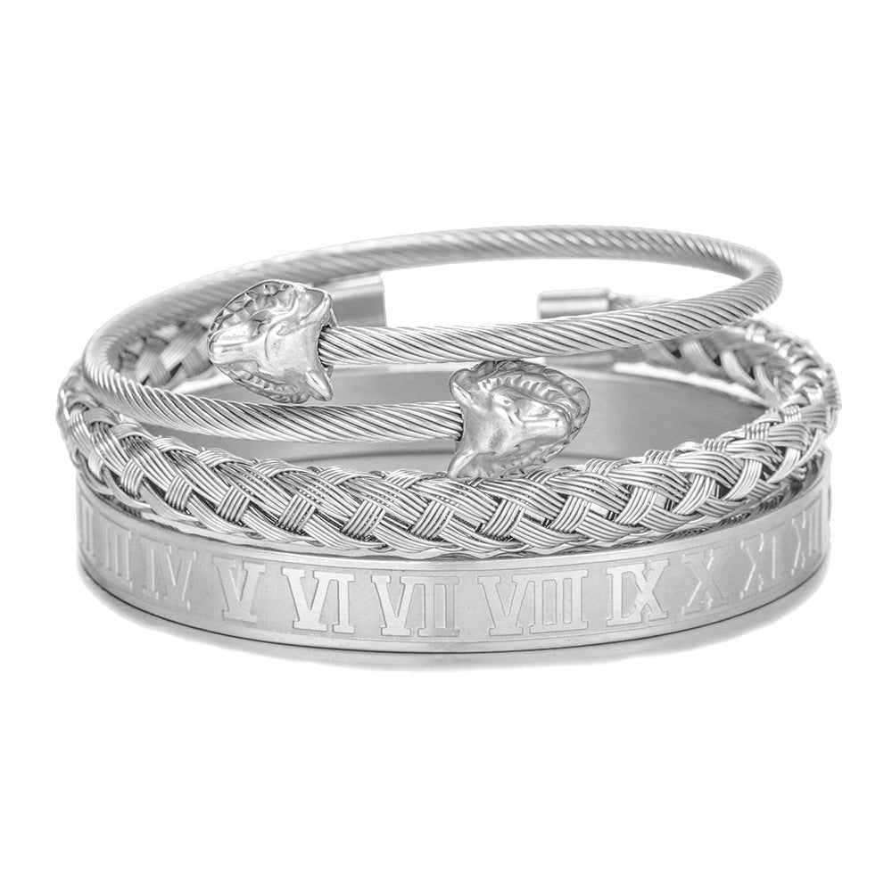 Punk bracelet made of titanium steel in Roman style, creative design