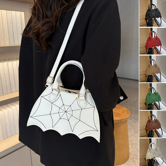 Modische Halloween-Satteltasche mit Spinnennetz, Crossbody- und Schultertasche mit Griff, Damenhandtasche
