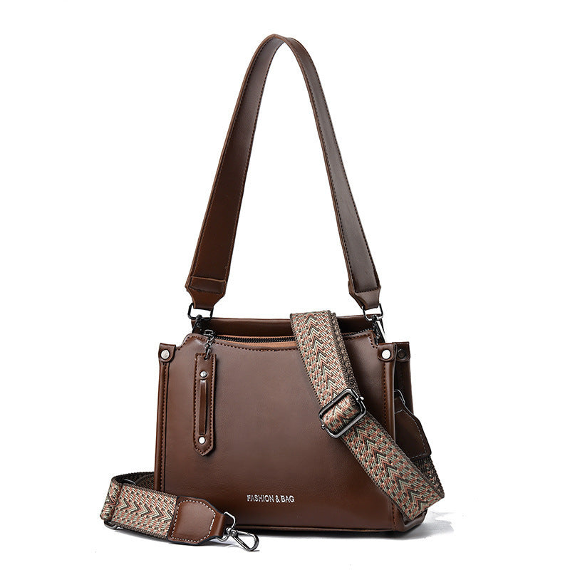 Modische Damen-Crossbody- und Schultertasche im Western-Stil, kleine quadratische Bucket-Bag