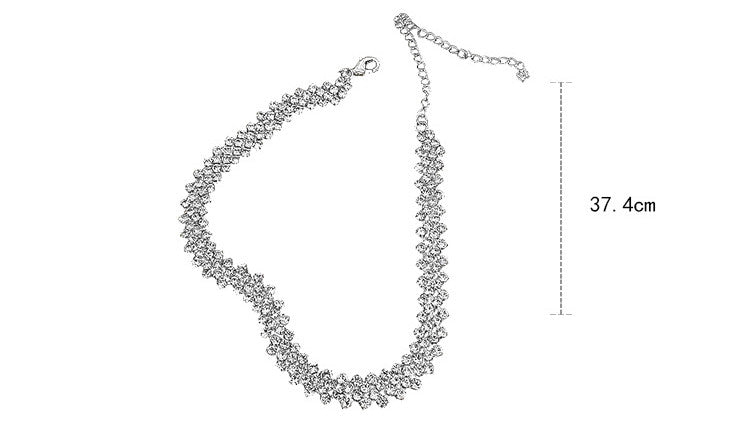 Fashionable necklace with full rhinestone embellishment, elegant collarbone chain