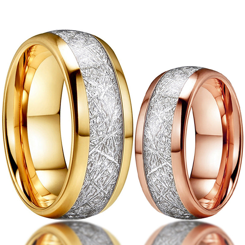 Partner ring made of stainless steel with carbon fiber inlay, men's ring with simple anti-stone inlay
