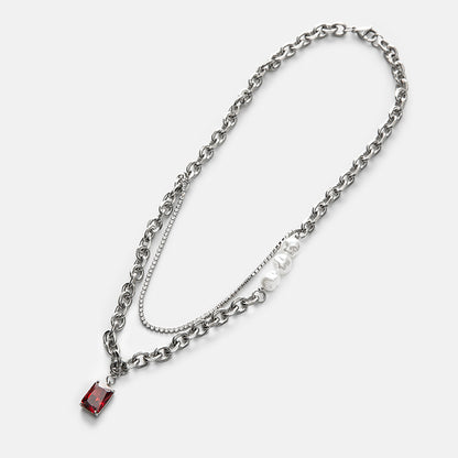 Mehrlagige Herren-Halskette aus Titanstahl