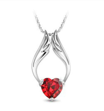 Kristall-Halskette mit Herzen, Pfeilen und Engelsflügeln