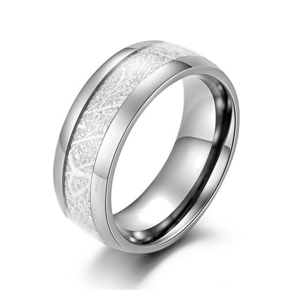 Partner ring made of stainless steel with carbon fiber inlay, men's ring with simple anti-stone inlay