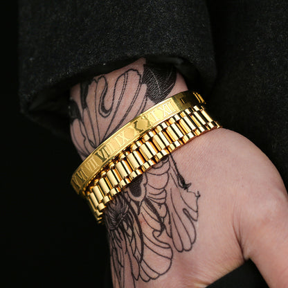 Punk bracelet made of titanium steel in Roman style, creative design