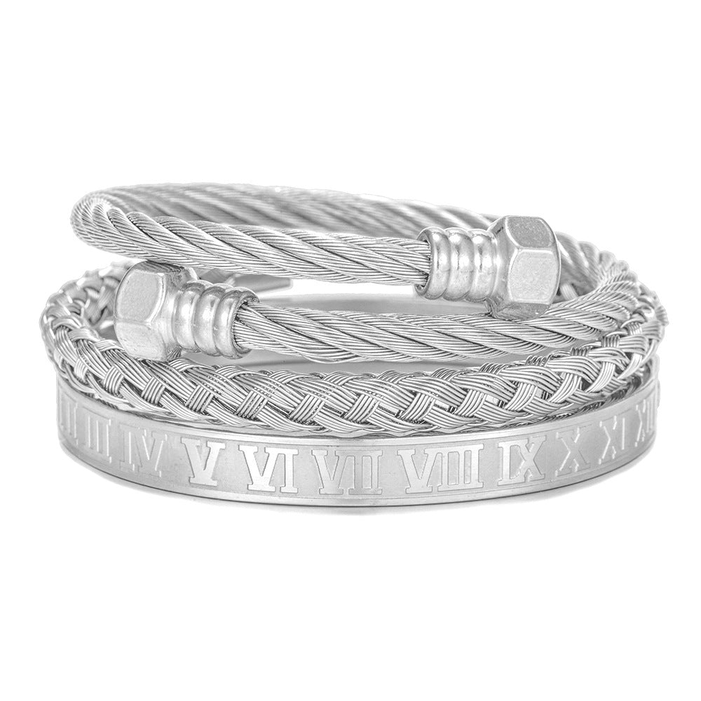 Punk bracelet made of titanium steel in Roman style, creative design