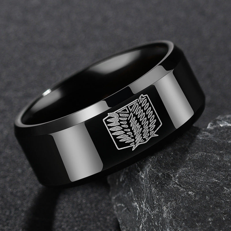 Simple men's ring made of stainless steel in hip-hop style, fashionable wholesale jewelry